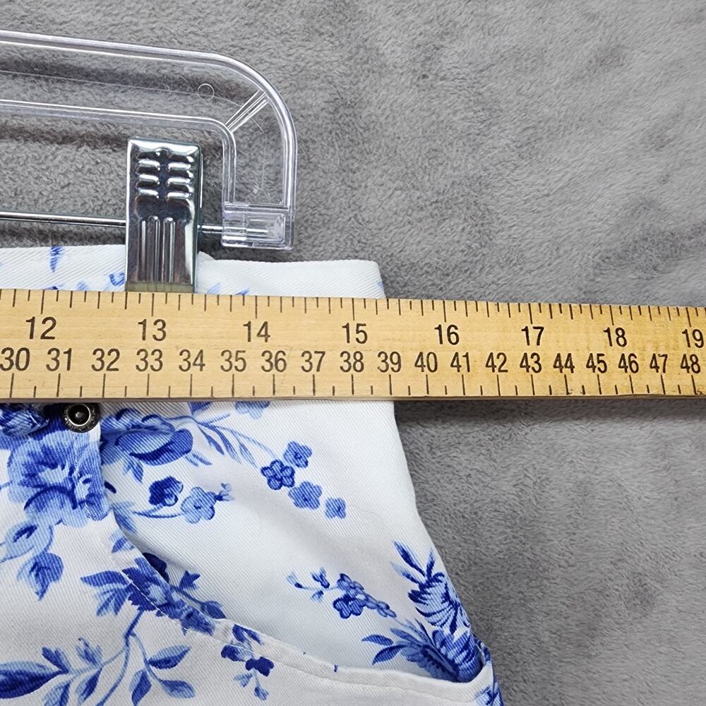 Liz Claiborne Crazy Horse Skirt 12 Blue White Floral Cottagecore Midi Pockets - Picture 10 of 11